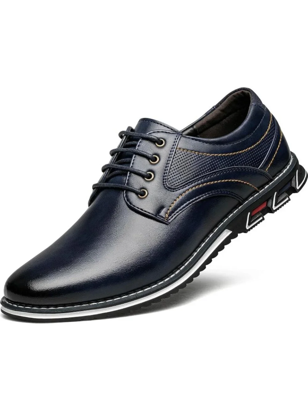 Men's Blue Superior Flexural Leather Casual Business Oxford Derby Dress Shoes